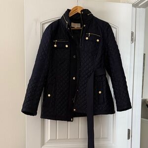 Michael Kors Quilted Navy Jacket with Gold Accents